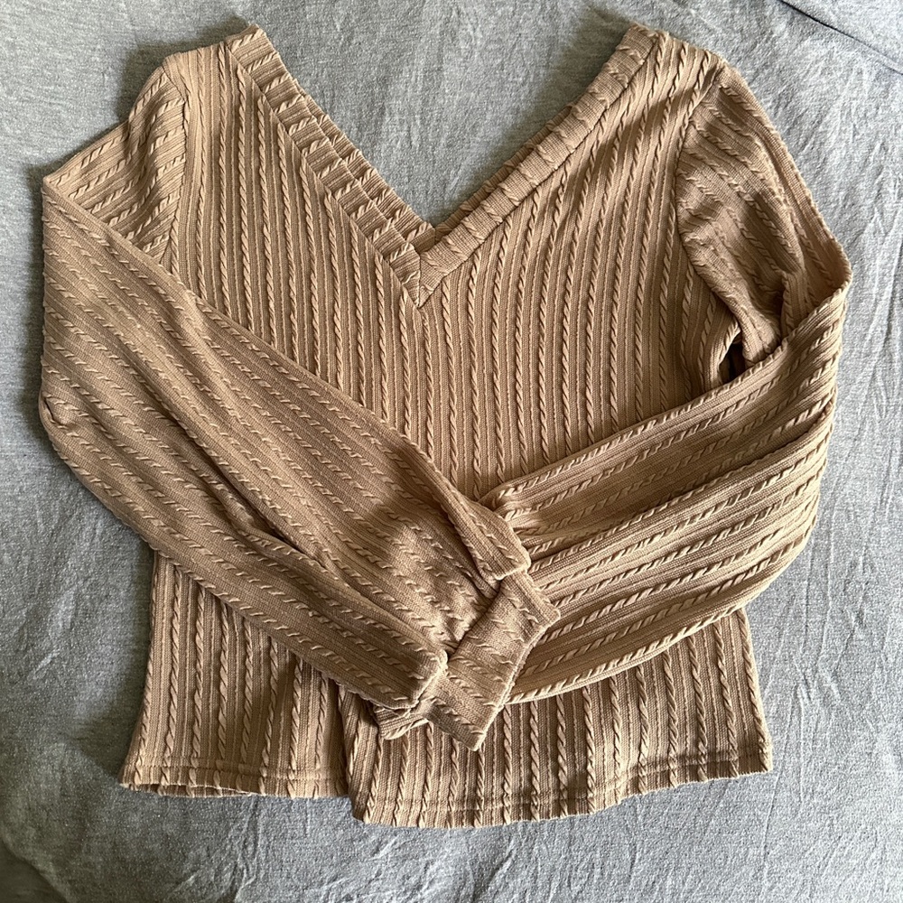 Cream Cropped Long Sleeve